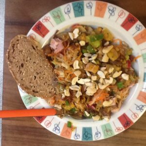Lauwarmes Linsengemüse mit Coleslaw und Kassler 2