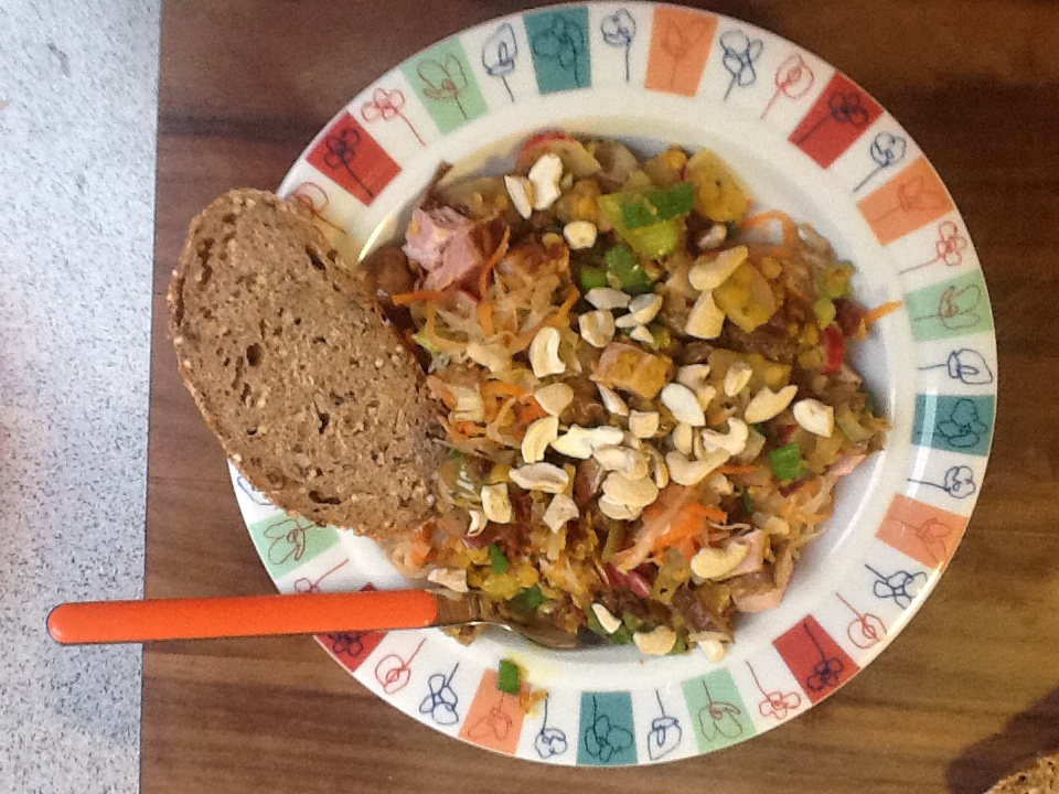 Lauwarmes Linsengemüse mit Coleslaw und Kassler 1